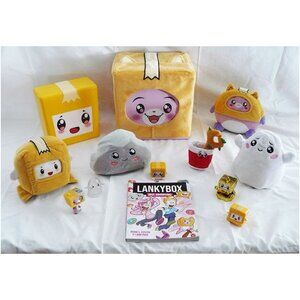 LOT of 13 LANKYBOX PLUSHIES, Figures, Containers and book, Great condition